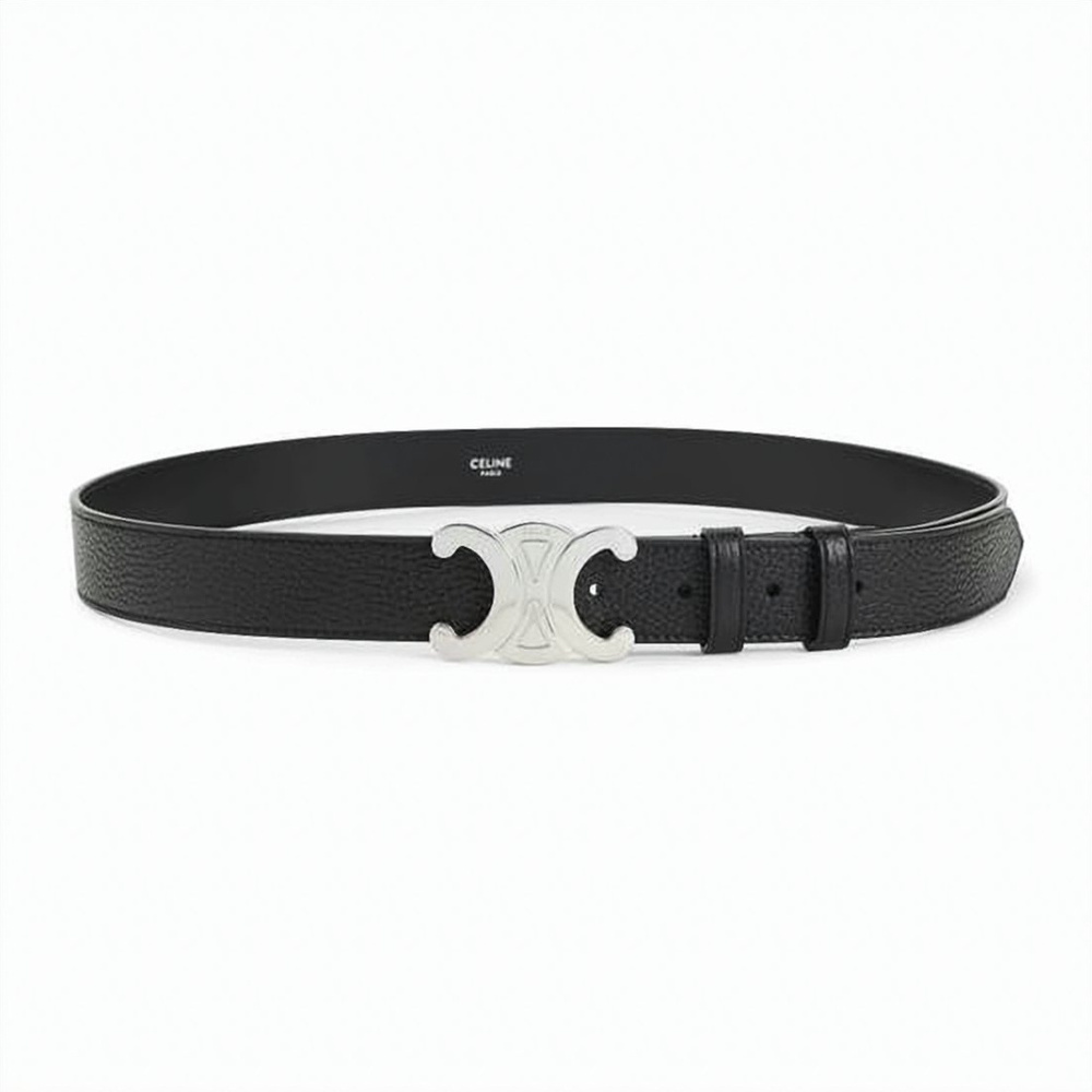 CELINE Textured Black Calf Leather Belt